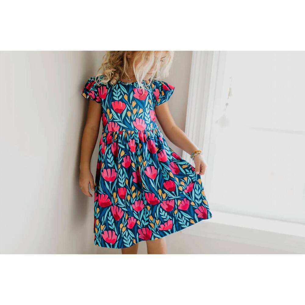 NEW ADORABLE SWEETNESS girls floral flutter dress in blue